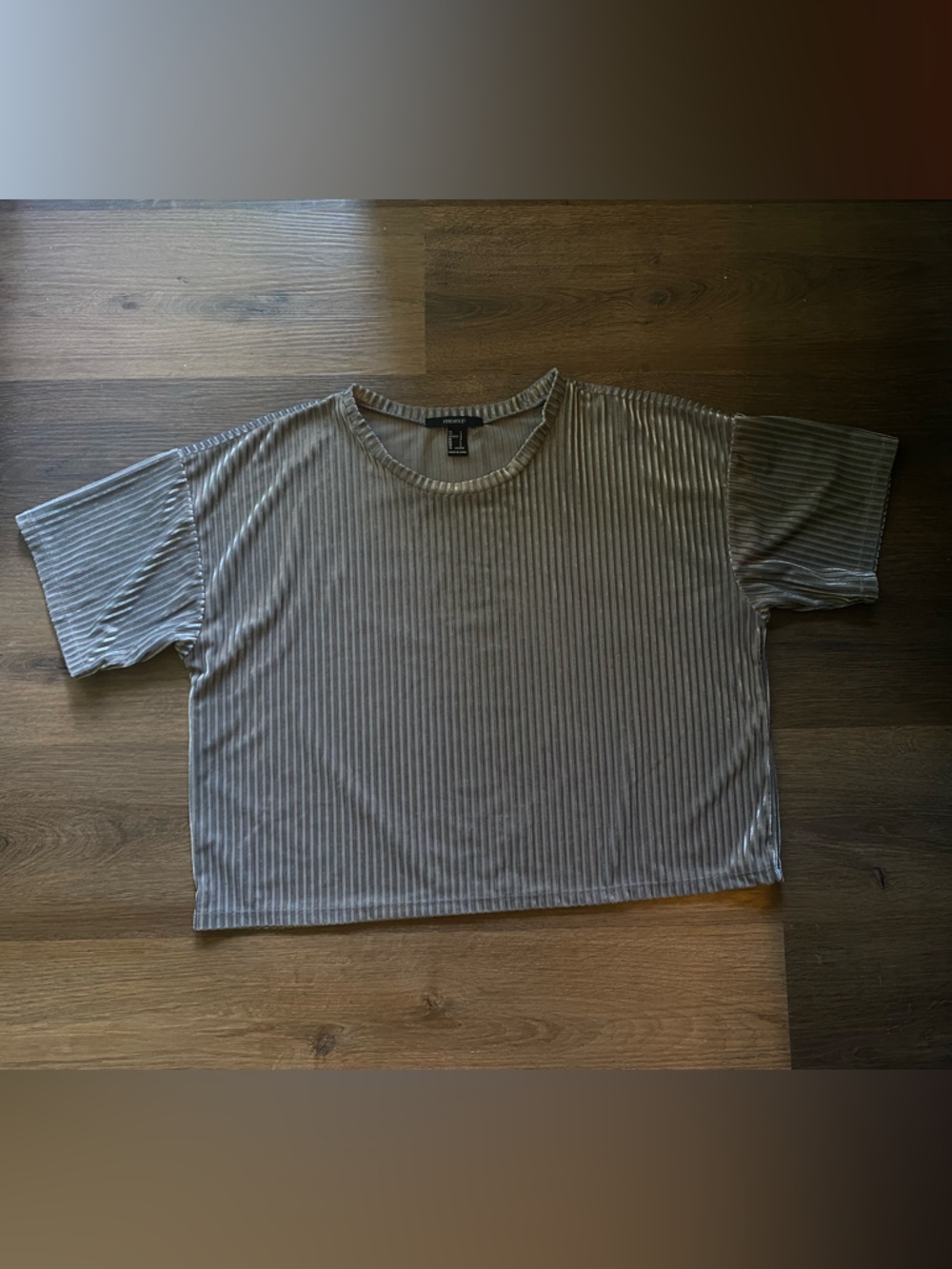 Forever 21 Ribbed Short Sleeve Top in Silver